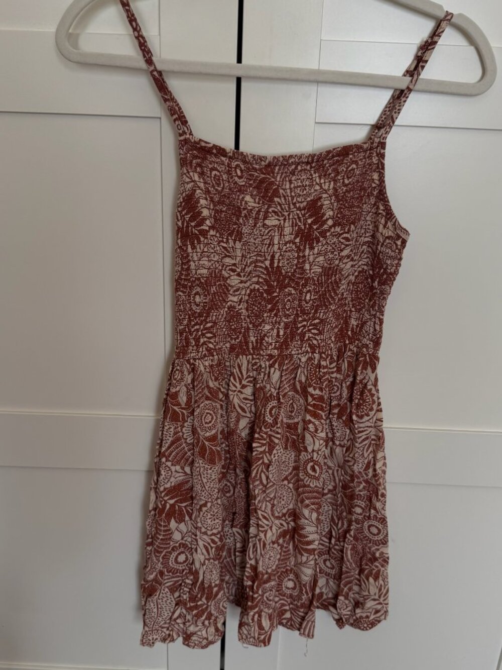 Angie Beachy Rust Brown Floral Smocked Gauze Sundress - Sz M